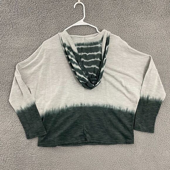 Ya‎ Las Angles Women M Gray Green Dip Dye Pullover Casual Hoodie - Picture 6 of 9
